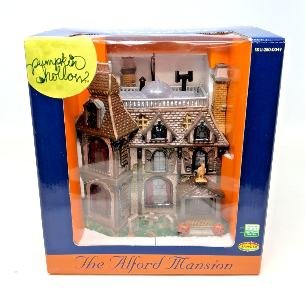 NIB Vintage 2002 Lemax Spooky Town "The Alford Mansion" Halloween Haunted House